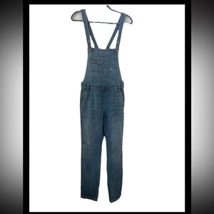 Free People Sz 26" Waist Blue Overall Jeans Side Zip/Button Skinny Leg (0489)